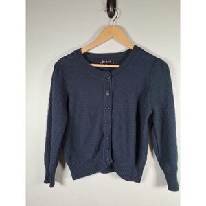 Ye Mak Sweater Navy Blue Pointelle Cotton Cardigan MK3514Y XL